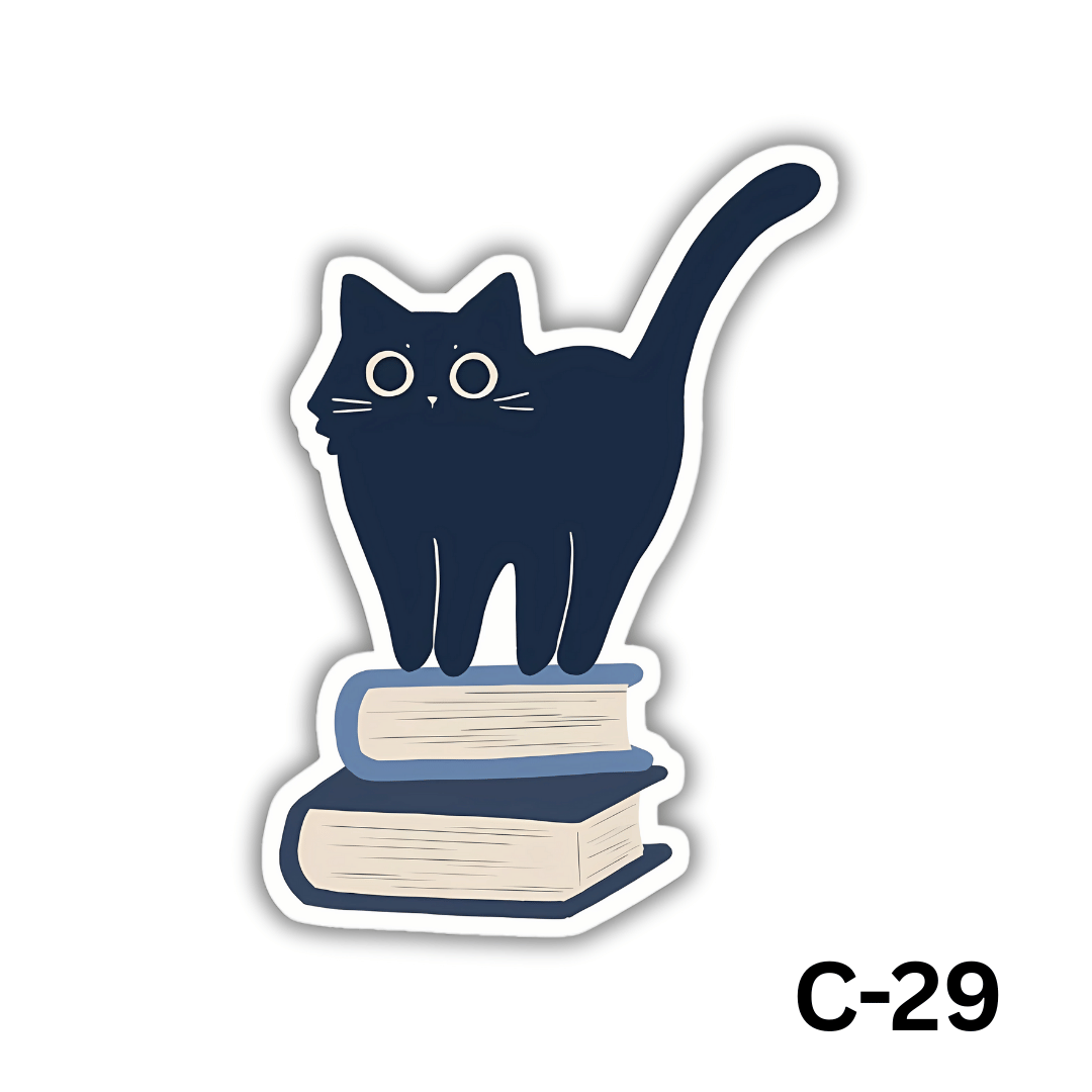 Cat on a pile of books(C-29)