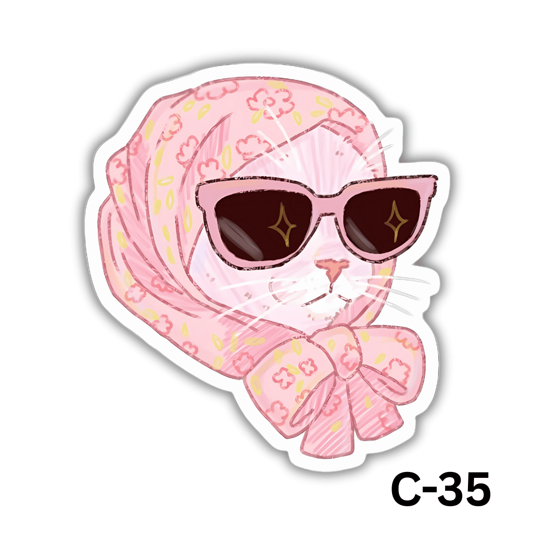 Cat Wearing pink scarf(C-35)