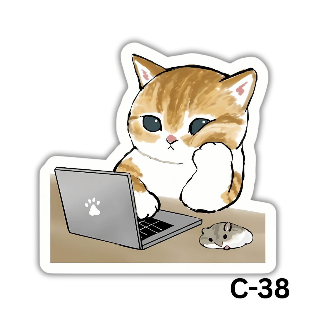 Cat working on a laptop(C-38)