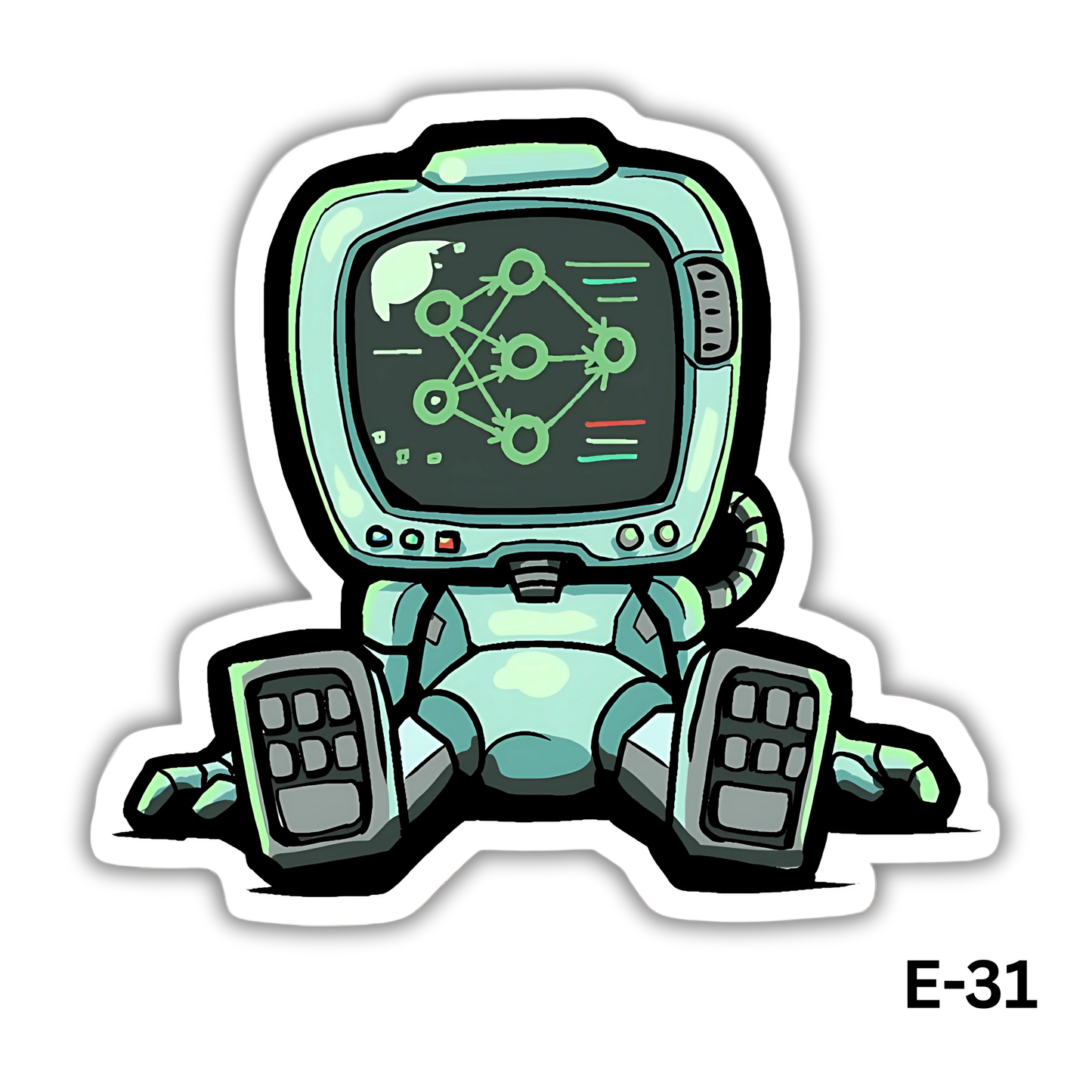 Cute Machine Learning Robot Sticker (E-31)