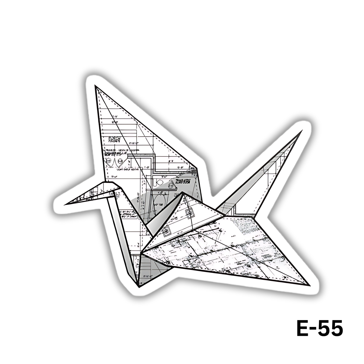 Origami Paper Crane sticker(E-55)