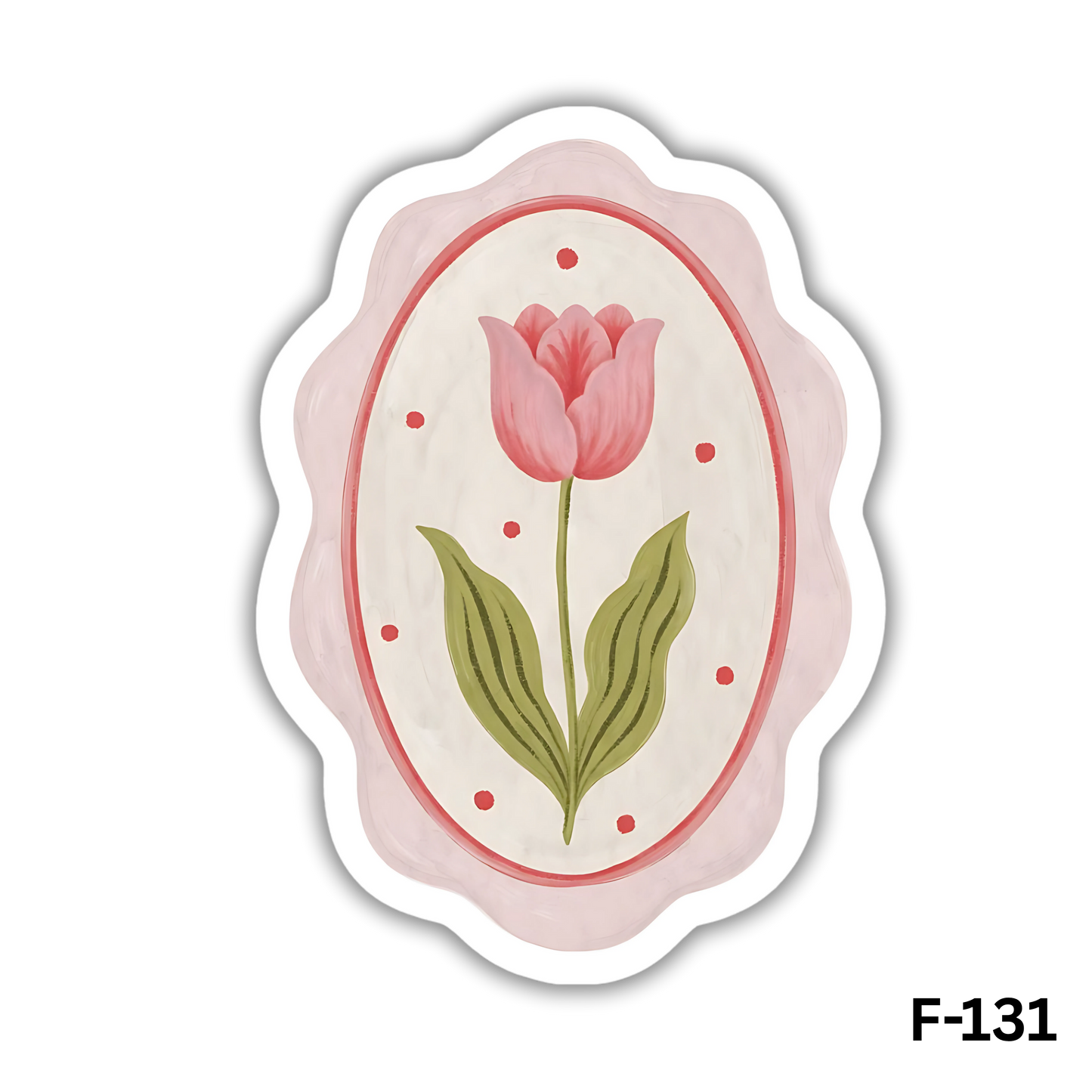 Pink tulipe in a scalloped frame(F-131)