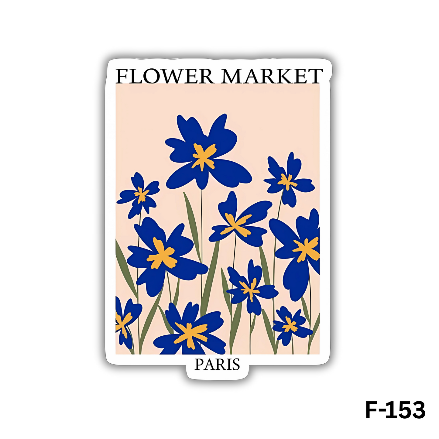Dark blue Flower Market sticker Illustartion(F-153)