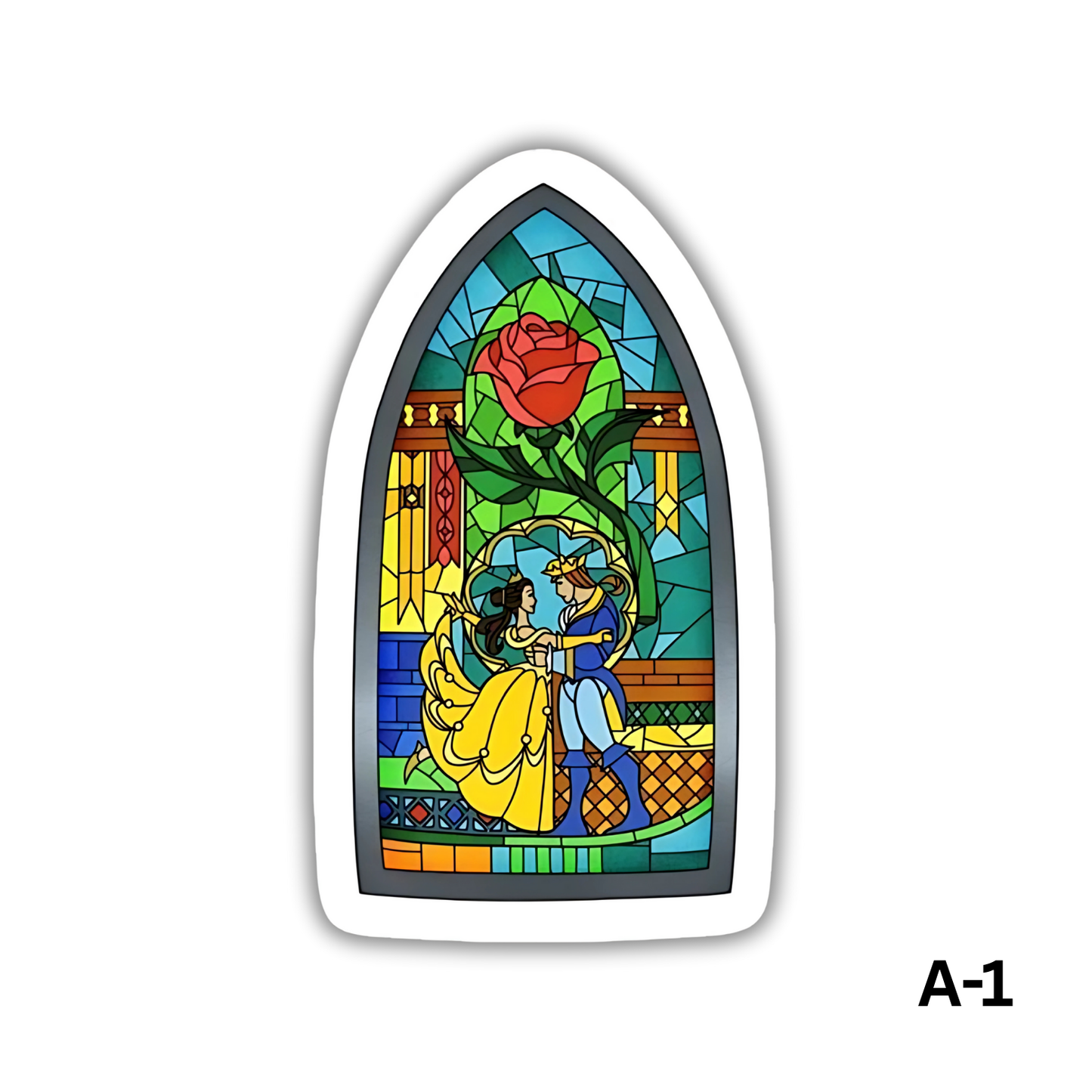 Beauty and the beast stained glass window(A-1)