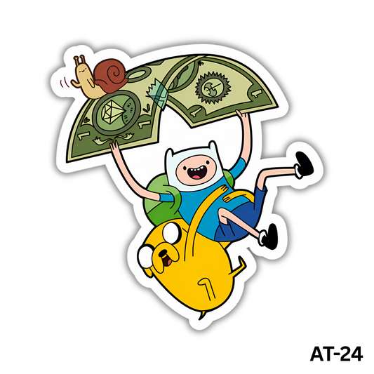 Finn and Jake Flying on Dollar Sticker (AT-24)