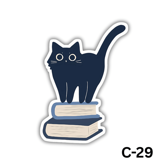 Cat on a pile of books(C-29)
