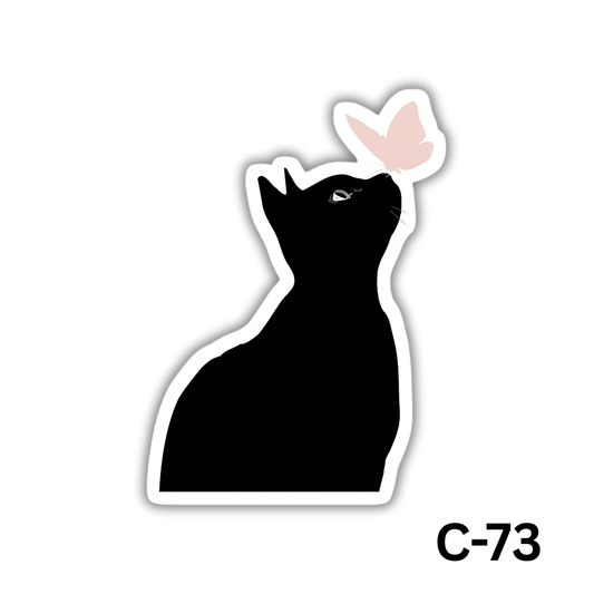 Black cat with pink butterfly(C-73)