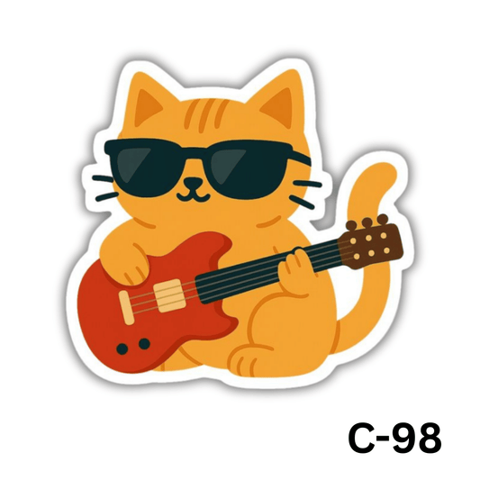 Cat playing electric Guitar(C-98)