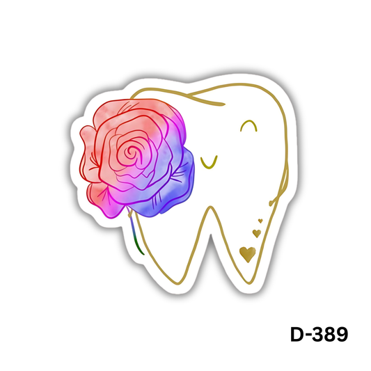 Tooth with a colorful flower sticker(D-389)