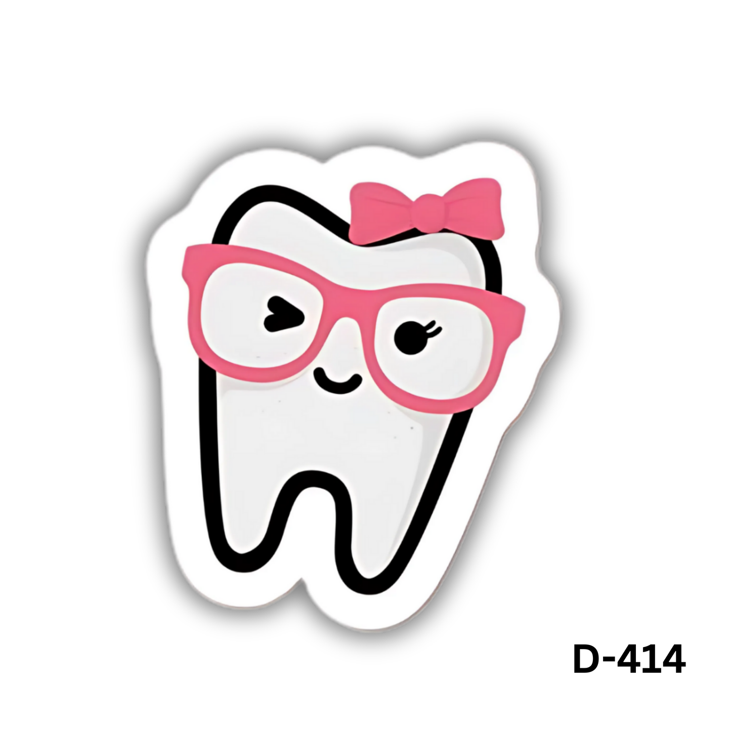 Tooth with pink glasses and bow tie(D-414)