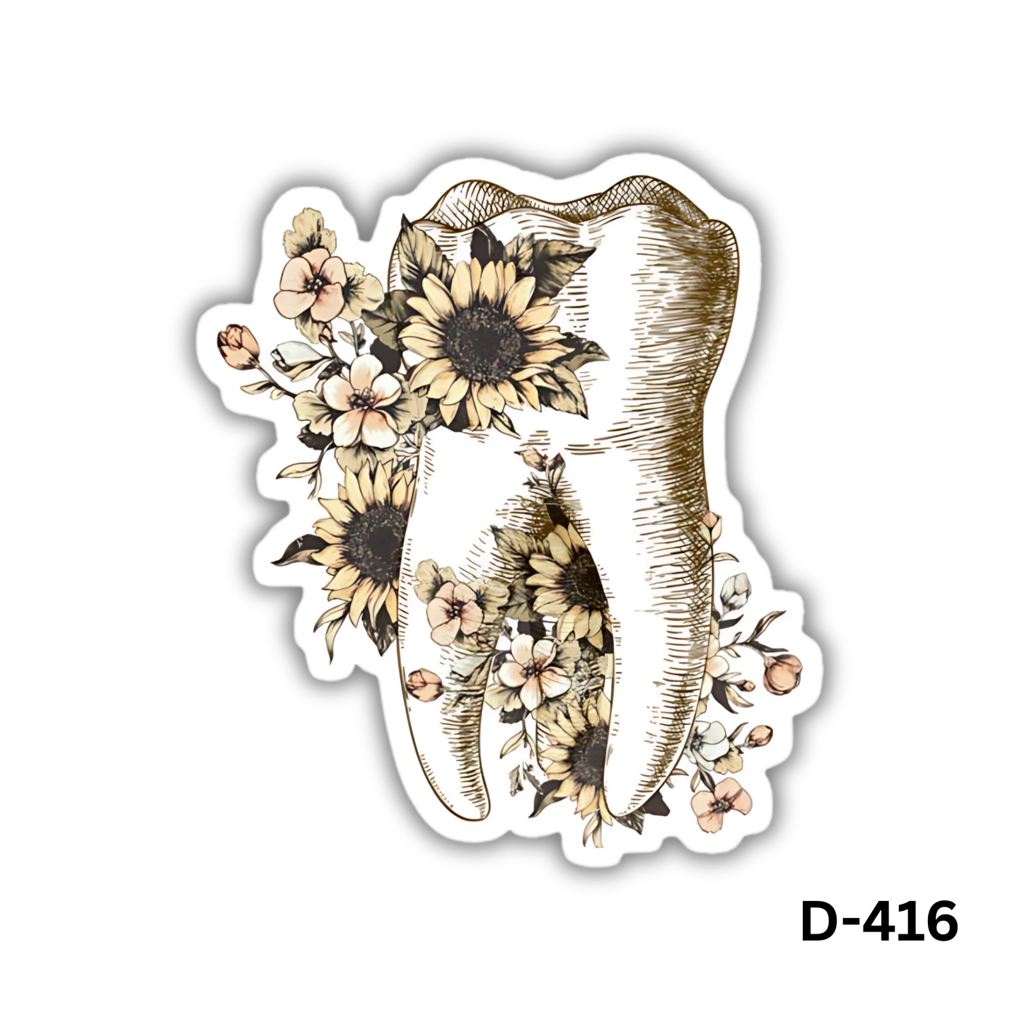 Tooth with Sunflower sticker(D-416)