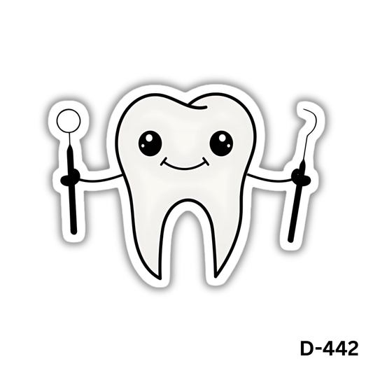 Tooth with Probe and Mirror sticker(D-442)