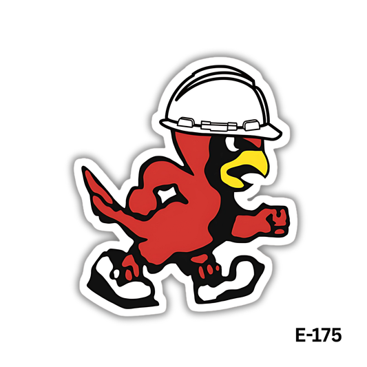 Cardinal with hard hat sticker (E-175)