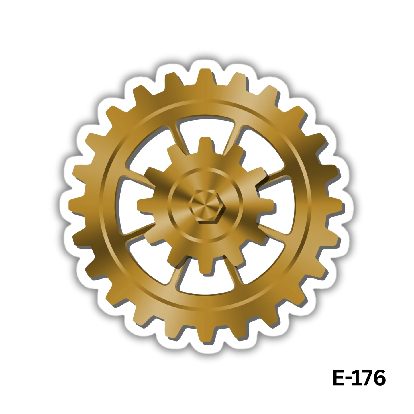Gold Gear Sticker (E-176)