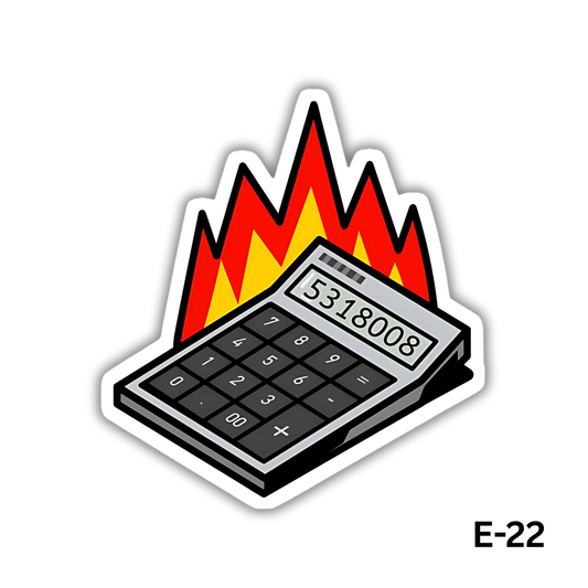 Calculator With Flames behind it(E-22)