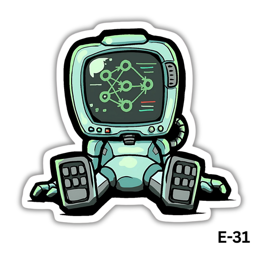 Cute Machine Learning Robot Sticker (E-31)