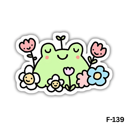 A Frog surrounded by flowers(F-139)