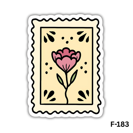 Pink Stamp flower sticker(F-183)