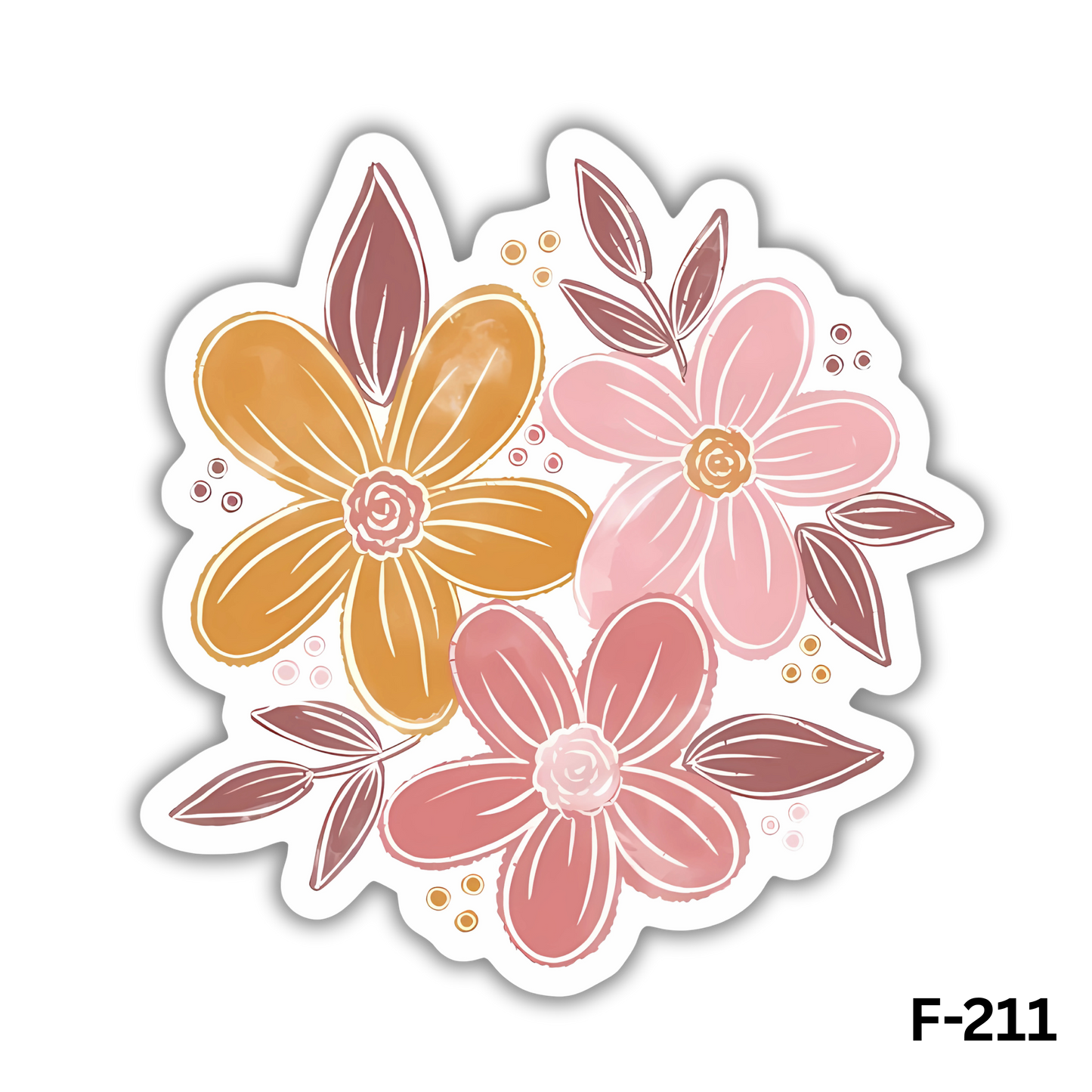 Pink and Yellow shades floral sticker(F-211)
