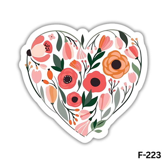 Floral Heart sticker(F-223)