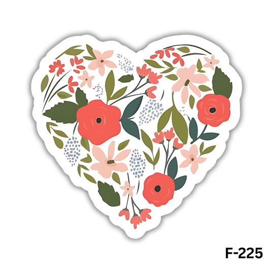 Floral Heart sticker(F-225)