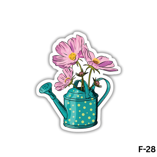 Watering Can with Pink Flowers(F-28)