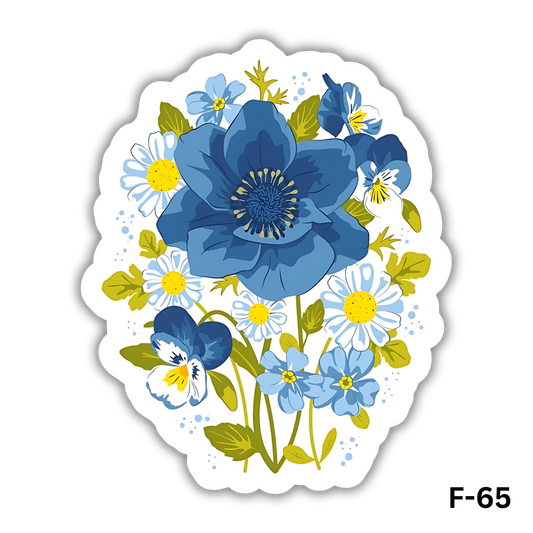 Blue and White Flowers sticker(F-65)