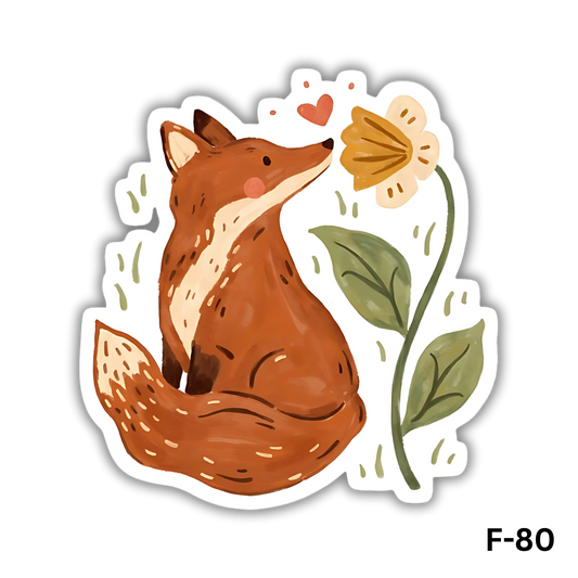 Fox and Flower sticker(F-80)