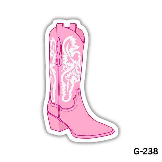 Pink Cowboy Boot Sticker (G-238)