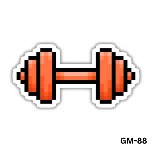 Orange Pixel Art Barbell Workout (GM-88)